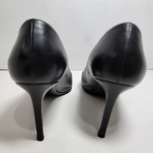 Saint Laurent Stiletto Heels 38 Point Toe Black Leather Classic YSL Paris - Picture 6 of 8